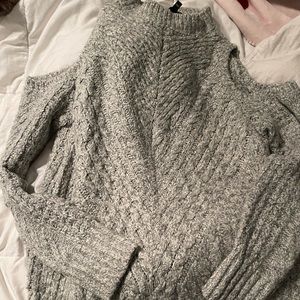 Express large gray  cold shoulder sweater NWT